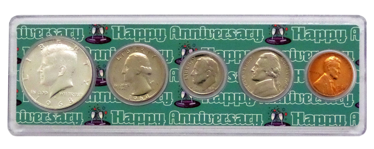1968 - 54th Anniversary Year Coin Set in Happy Anniversary Holder