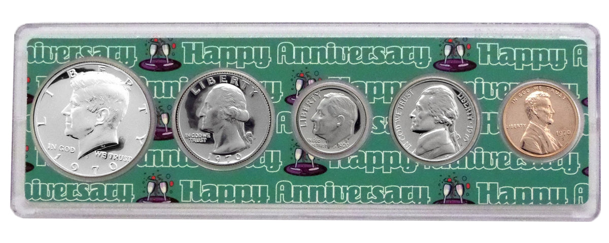1970 - 52nd Anniversary Year Coin Set in Happy Anniversary Holder
