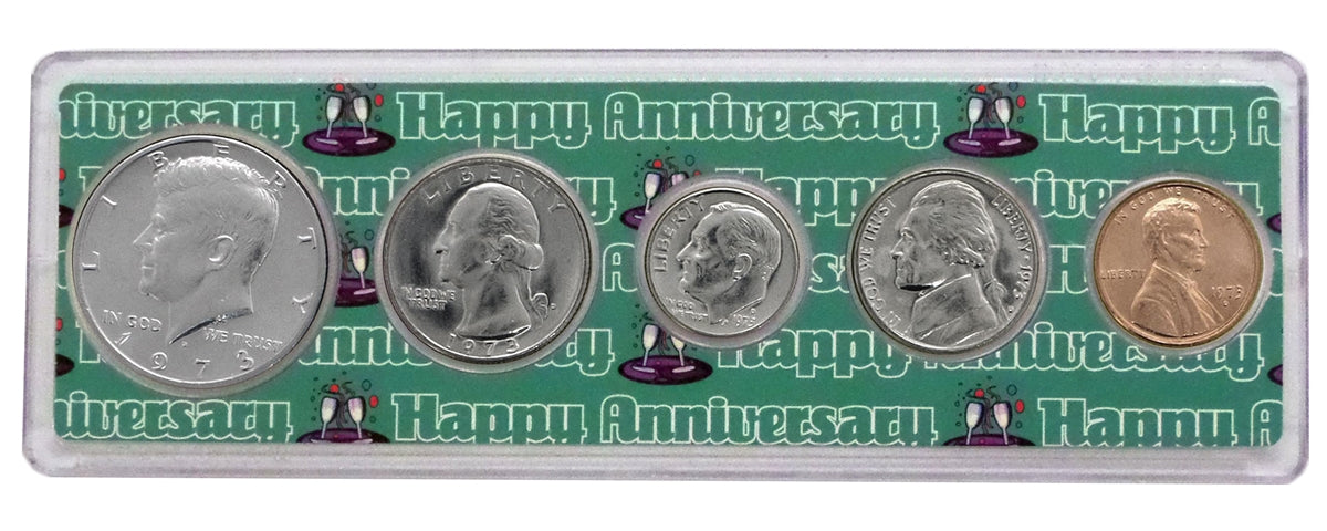 1973 - 49th Anniversary Year Coin Set in Happy Anniversary Holder