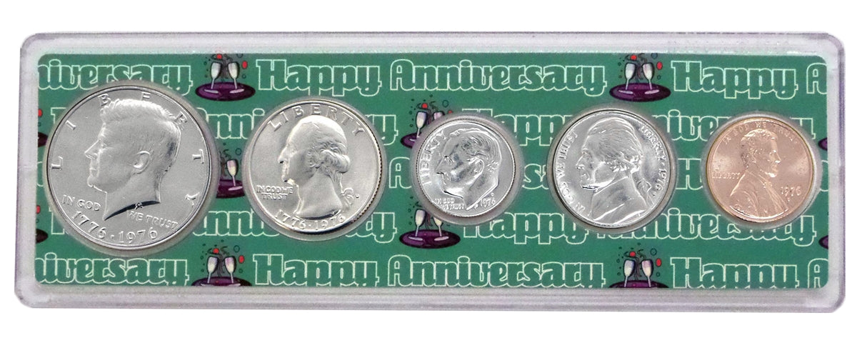 1976 - 46th Anniversary Year Coin Set in Happy Anniversary Holder