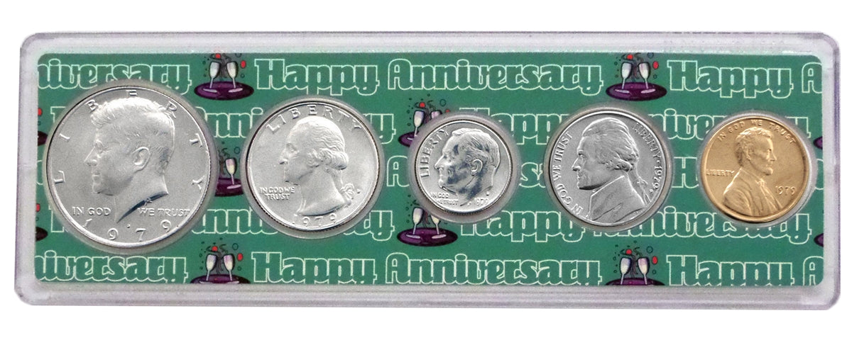 1979 - 43rd Anniversary Year Coin Set in Happy Anniversary Holder
