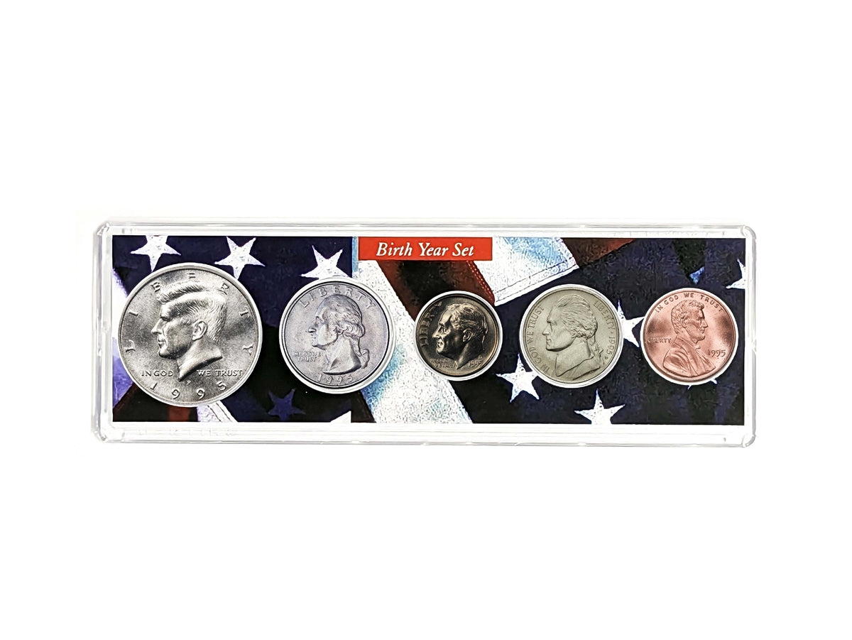 1995 Birth Year Coin Set in American Flag Holder
