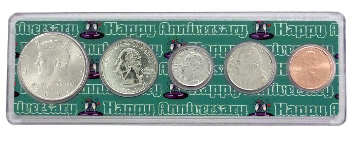 2002- 20th Anniversary Year Coin Set in Happy Anniversary Holder
