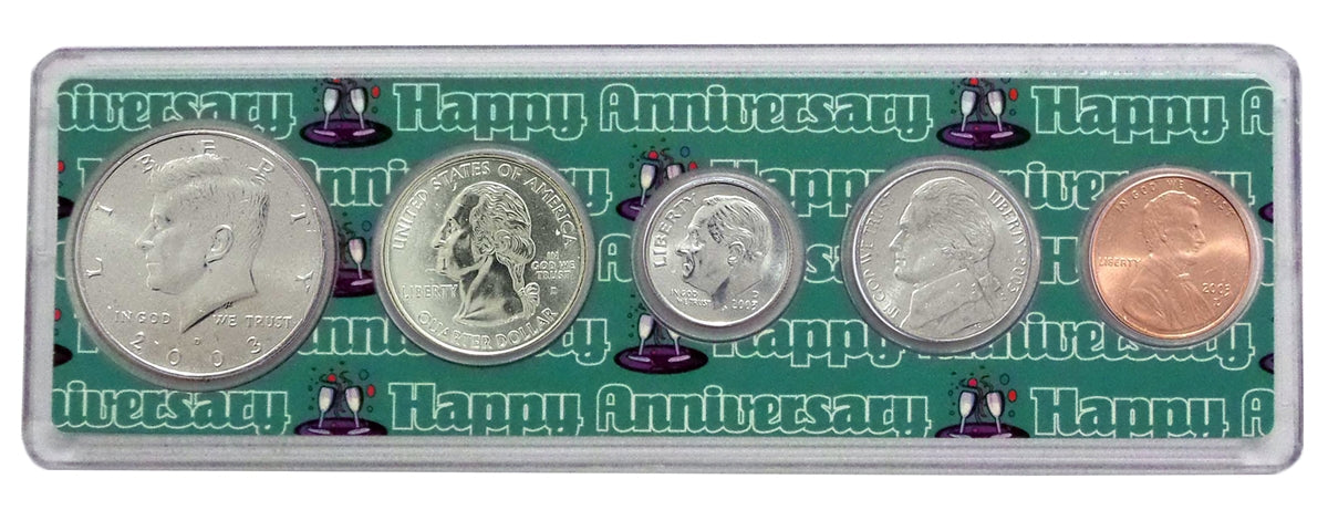 2003 - 19th Anniversary Year Coin Set in Happy Anniversary Holder