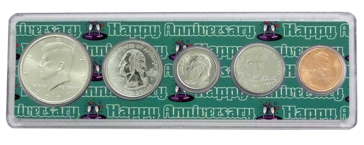 2007 - 15th Anniversary Year Coin Set in Happy Anniversary Holder