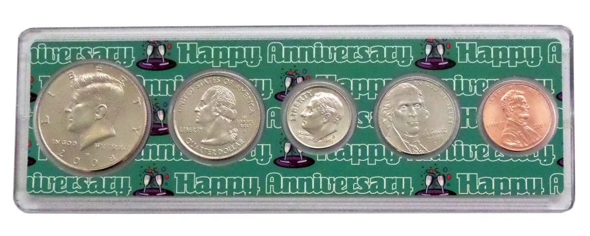 2008 - 14th Anniversary Year Coin Set in Happy Anniversary Holder