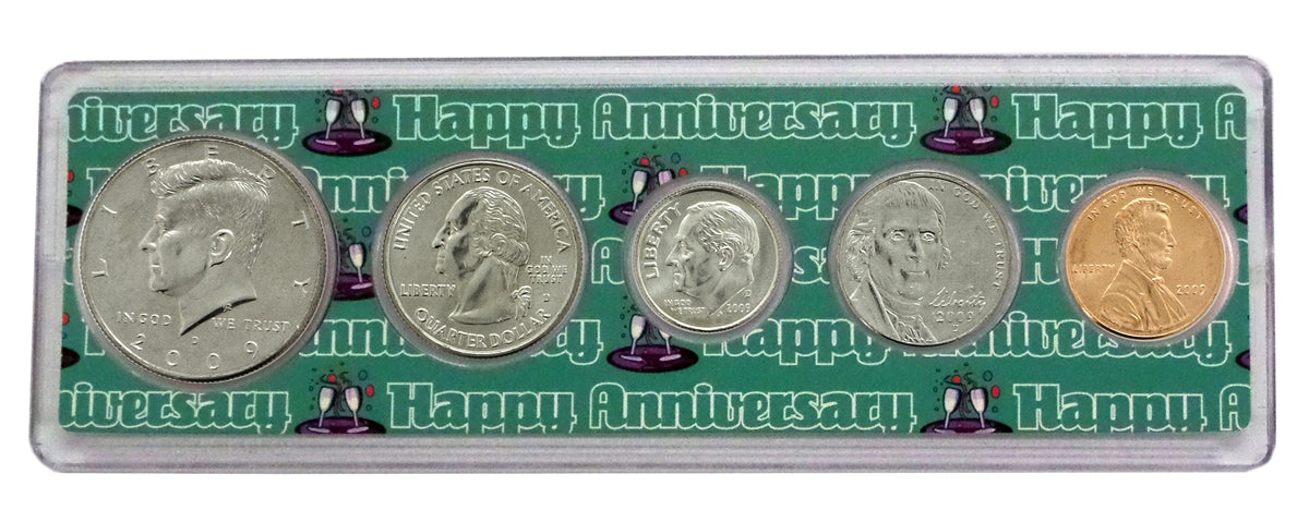 2009 - 13th Anniversary Year Coin Set in Happy Anniversary Holder