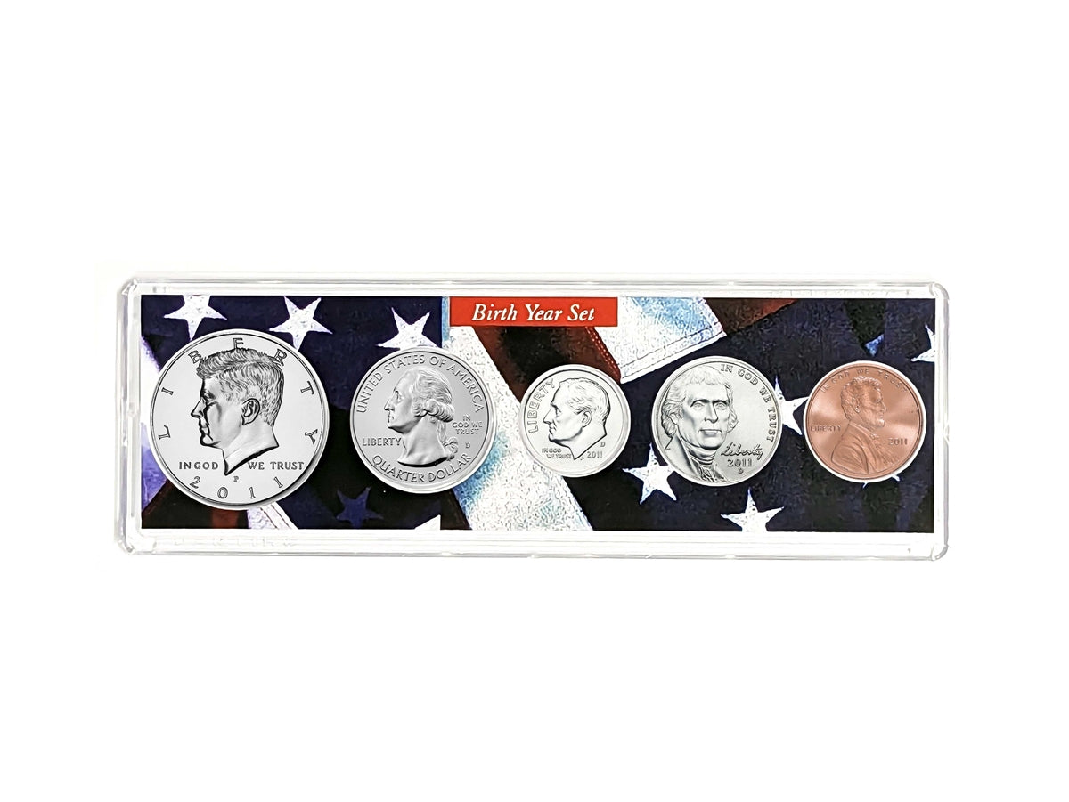 2011 Birth Year Coin Set - Uncirculated 5-Coin Collection in Patriotic Holder