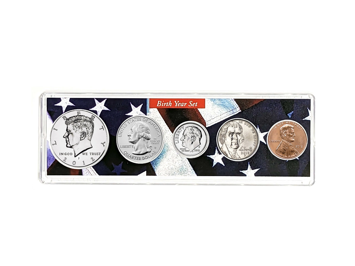 2012 Birth Year Coin Set - Uncirculated 5-Coin Collection in Patriotic Holder