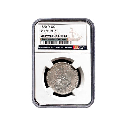 1860 O Seated Liberty Half Dollar NGC Shipwreck Effect from the SS Republic