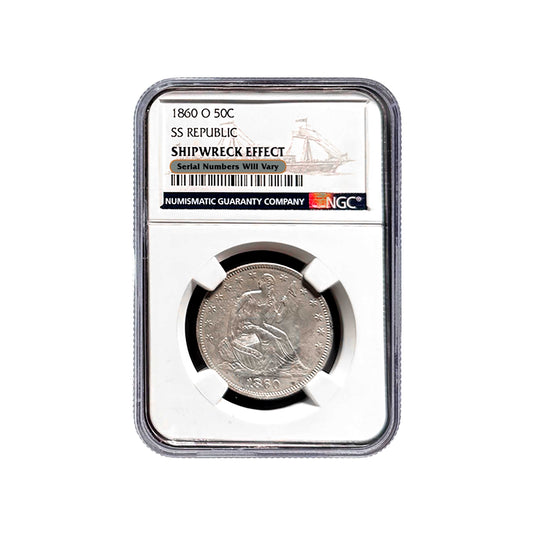 1860 O Seated Liberty Half Dollar NGC Shipwreck Effect from the SS Republic