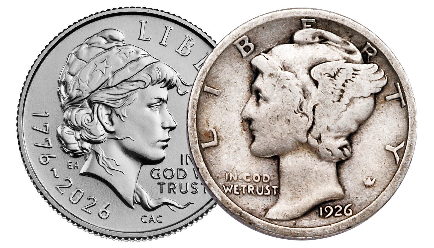 1926 Mercury Dime and 2026 Enduring Liberty Dime 100-Year 2 Coin Set