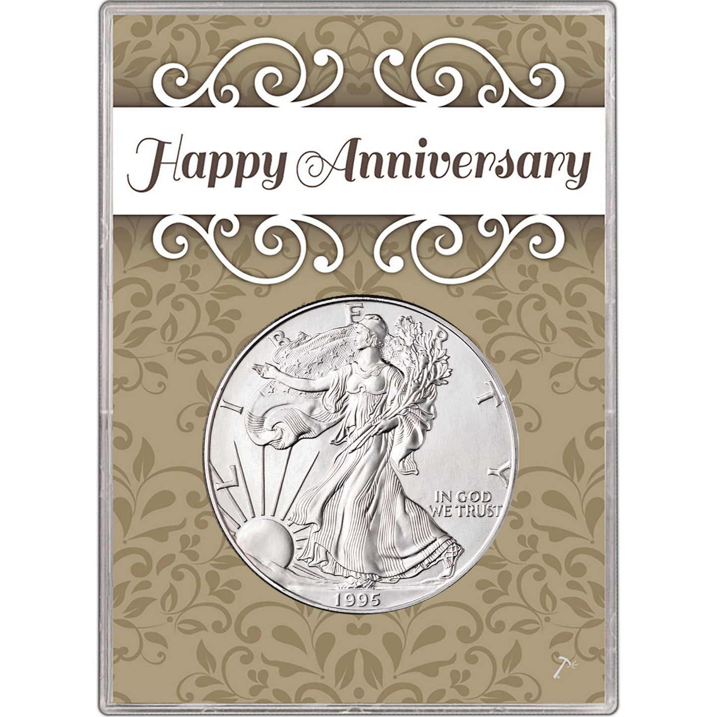 1995 U.S. Silver Eagle in Happy Anniversary Holder - Gem Brilliant Uncirculated