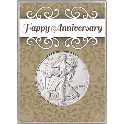 1995 U.S. Silver Eagle in Happy Anniversary Holder - Gem Brilliant Uncirculated