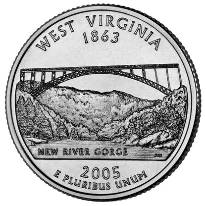 2005-P West Virginia State Quarter Roll - 40 BU Coins