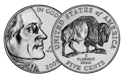 2005-P Jefferson Nickel 40 Coin Roll - American Bison Design