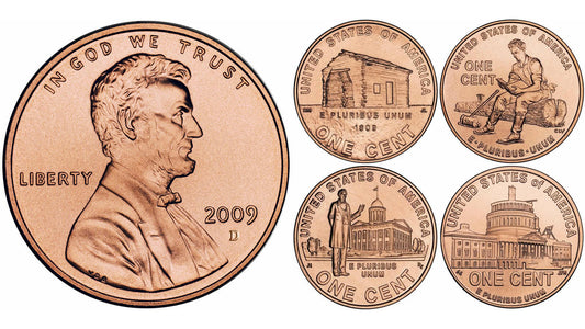 2009 - D Lincoln Bicentennial Series 5 Coin Set - All 4 Designs with Extra Obverse Coin