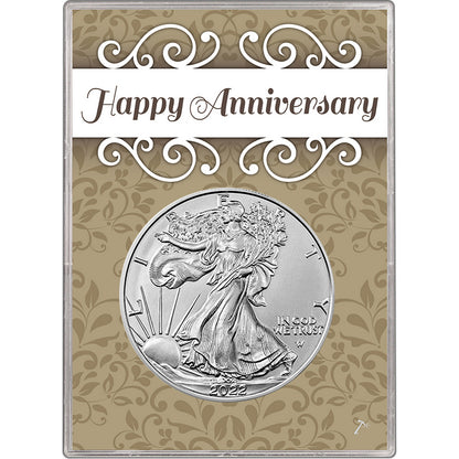 2022 U.S. Silver Eagle in Happy Anniversary Holder - Gem Brilliant Uncirculated