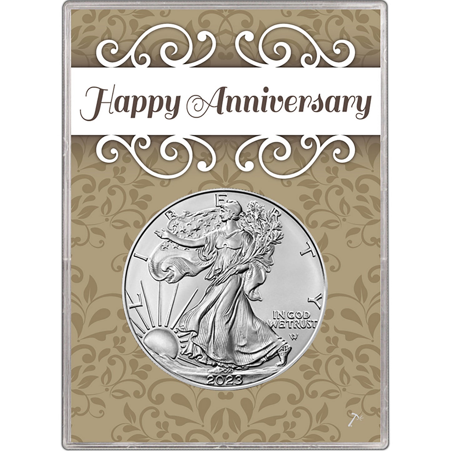 2023 U.S. Silver Eagle in Happy Anniversary Holder - Gem Brilliant Uncirculated
