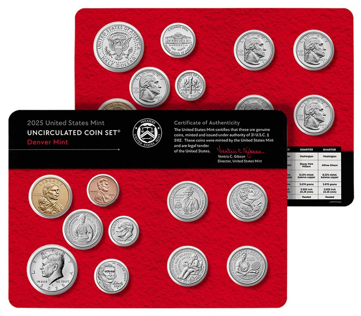 2025 P&D U.S. Mint Uncirculated 20 Coin Mint Set