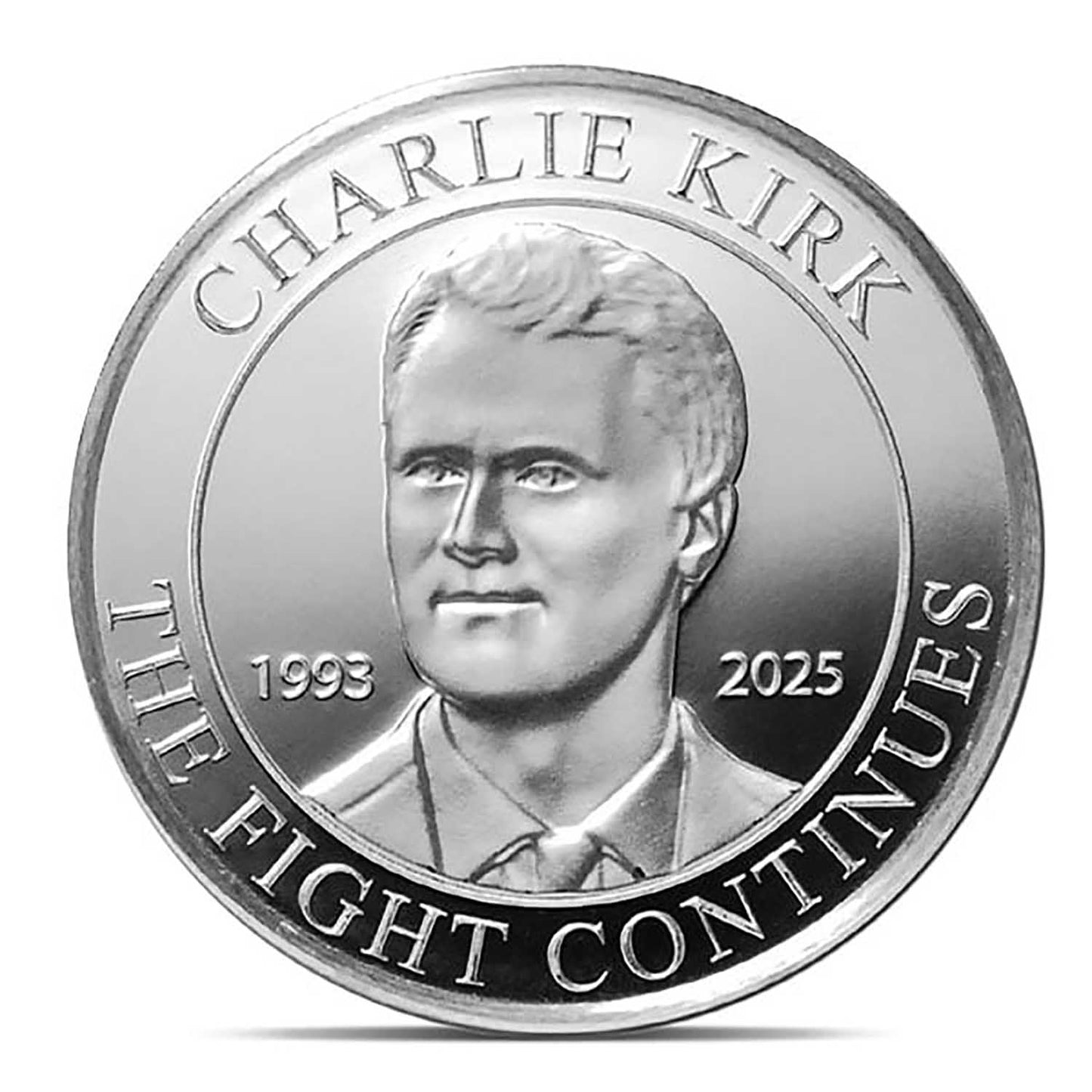 Presale! Charlie Kirk "The Fight Continues" - 1 Troy Ounce, .999 Pure Silver Round in Black Velvet Lined Magnet Close Gift Box