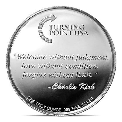 Presale! Charlie Kirk "The Fight Continues" - 1 Troy Ounce, .999 Pure Silver Round in Black Velvet Lined Magnet Close Gift Box