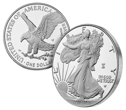 2026 W Proof Silver Eagle 1776 ~ 2026 Dual Date with Liberty Bell 250 Privy Mark