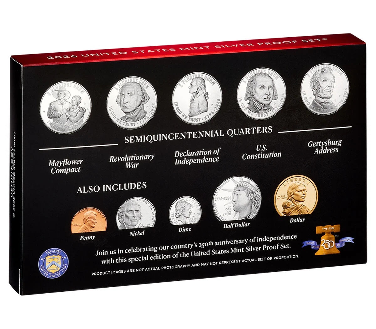 2026 S - U.S. Mint 10-Coin Silver Proof Set from the San Francisco Mint - 1776-2026 Semiquincentennial Dated Coins