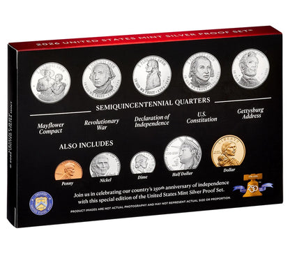 2026 S - U.S. Mint 10-Coin Silver Proof Set from the San Francisco Mint - 1776-2026 Semiquincentennial Dated Coins