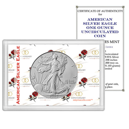 2026 American Silver Eagle in Happy Anniversary Holder - Gem Brilliant Uncirculated