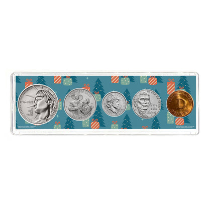2026 Birth Year Coin Set in Christmas Tree and Present Design Holder