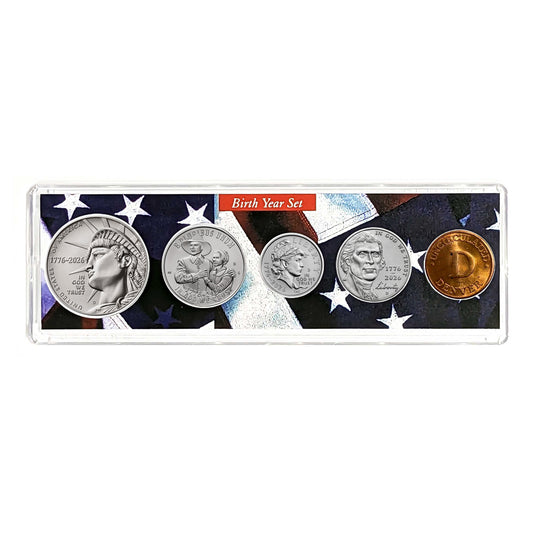 2026 D - Birth Year Coin Set in American Flag Holder - Denver Mint (D)