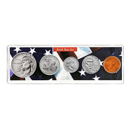 2026 P - Birth Year Coin Set in American Flag Holder - Philadelphia Mint (P)