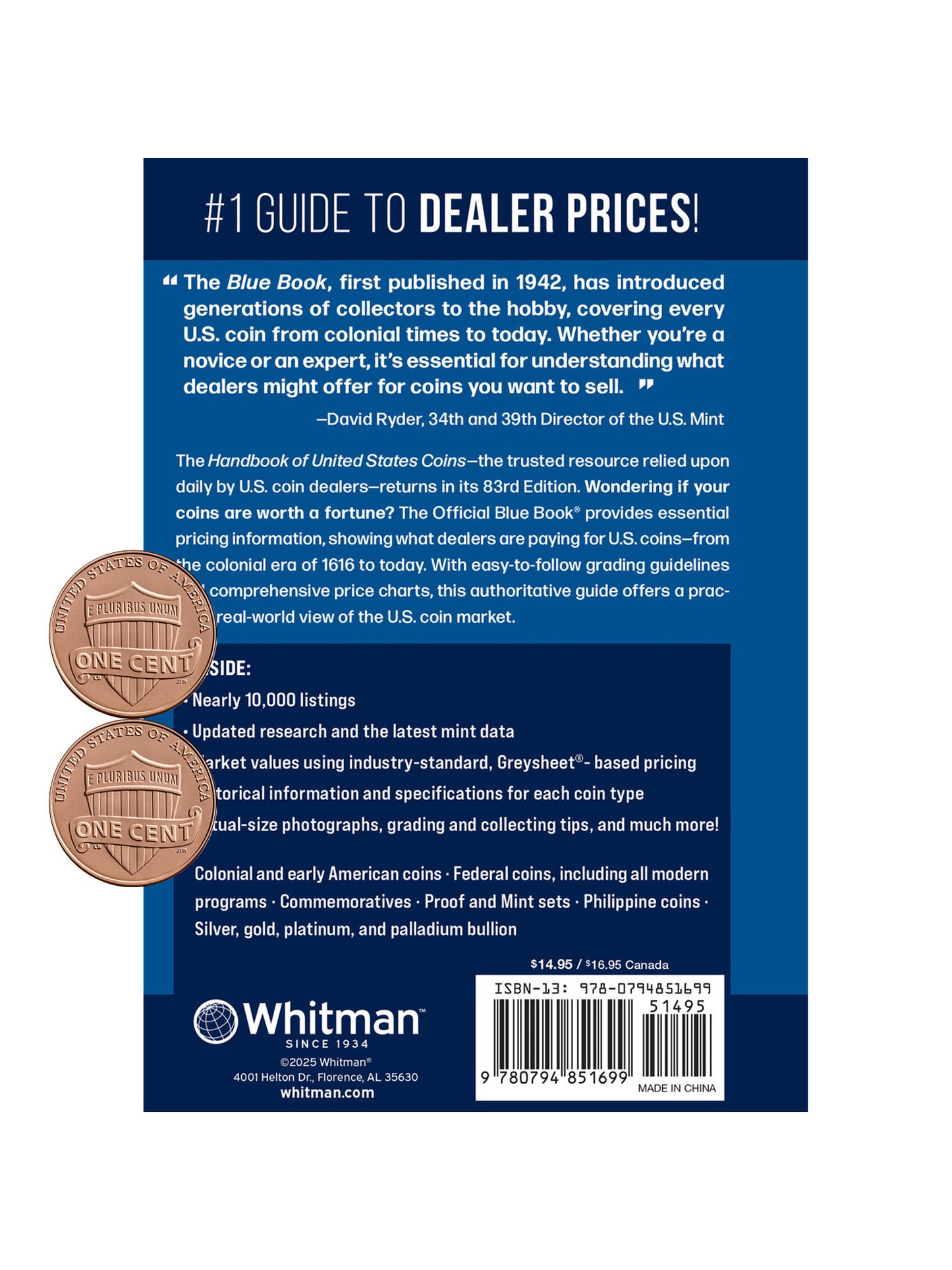 2026 The Official Blue Book with 2025 P, D Lincoln Cent Final Circulating Issue with Card Size Magnifier - Handbook of US Coins, Paperback