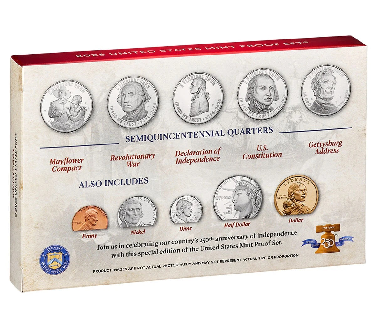 Presale! 2026 S - U.S. Mint 10-Coin Clad Proof Set from the San Francisco Mint - 1776-2026 Semiquincentennial Dated Coins