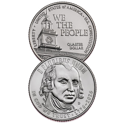 2026 P&D U.S. Constitution Quarter 2-Coin BU Set | Philadelphia & Denver Mint | 1776-2026 America 250