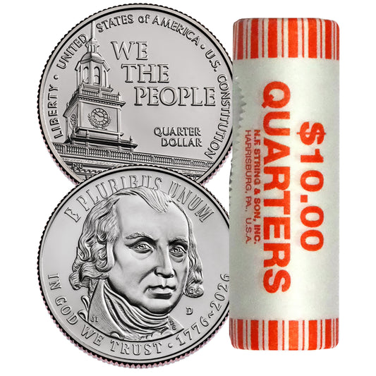 Presale! 2026-D U.S. Constitution Quarter 40-Coin BU Roll - Denver Mint | 1776–2026 America 250