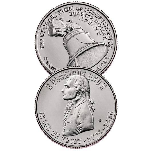 2026 - P and D Declaration of Independence Quarter 2 Coin Set Semiquincentennial Coin Collection