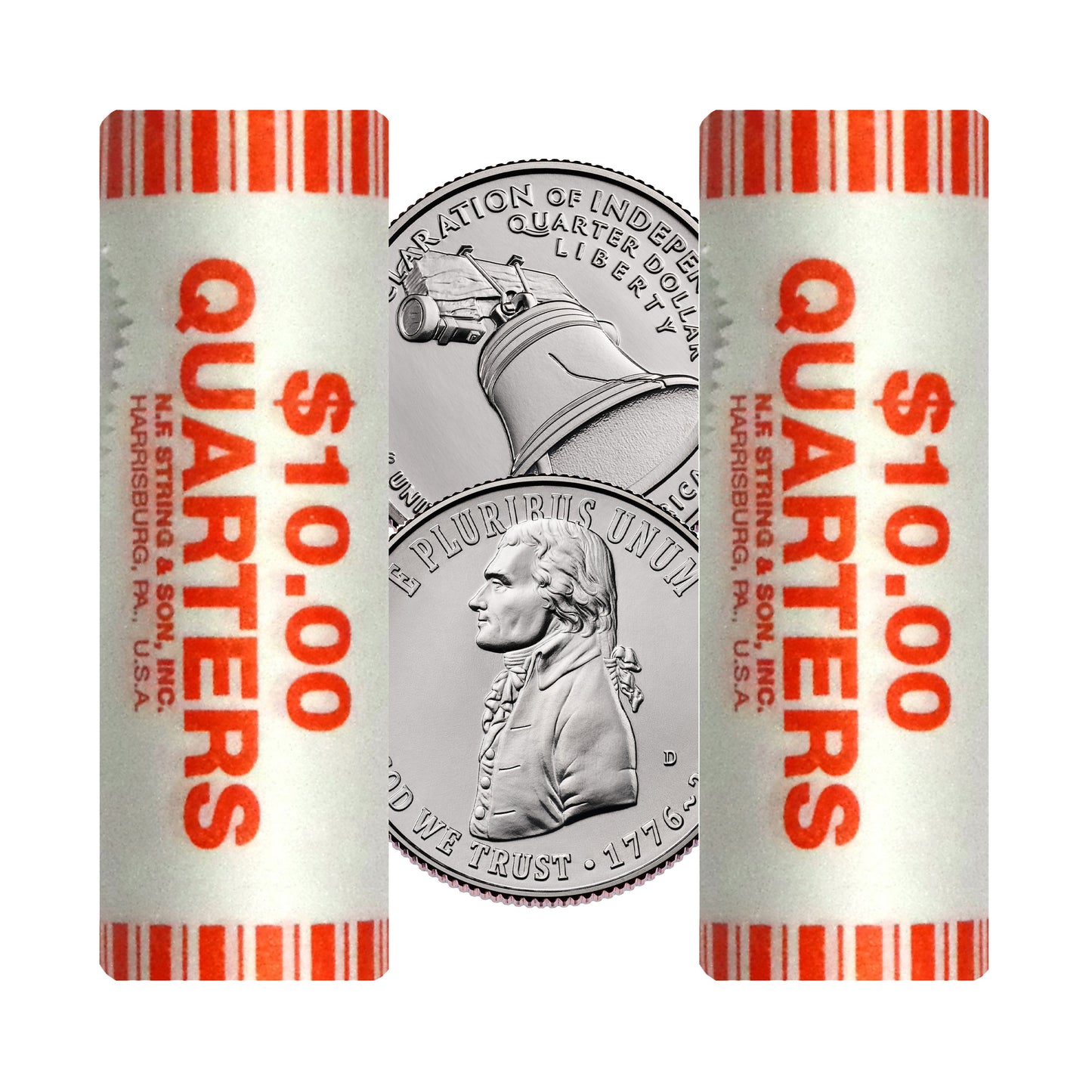 2026 - P and D Declaration of Independence Quarter Two 40 Coin Rolls Semiquincentennial Coin Collection SemiQ