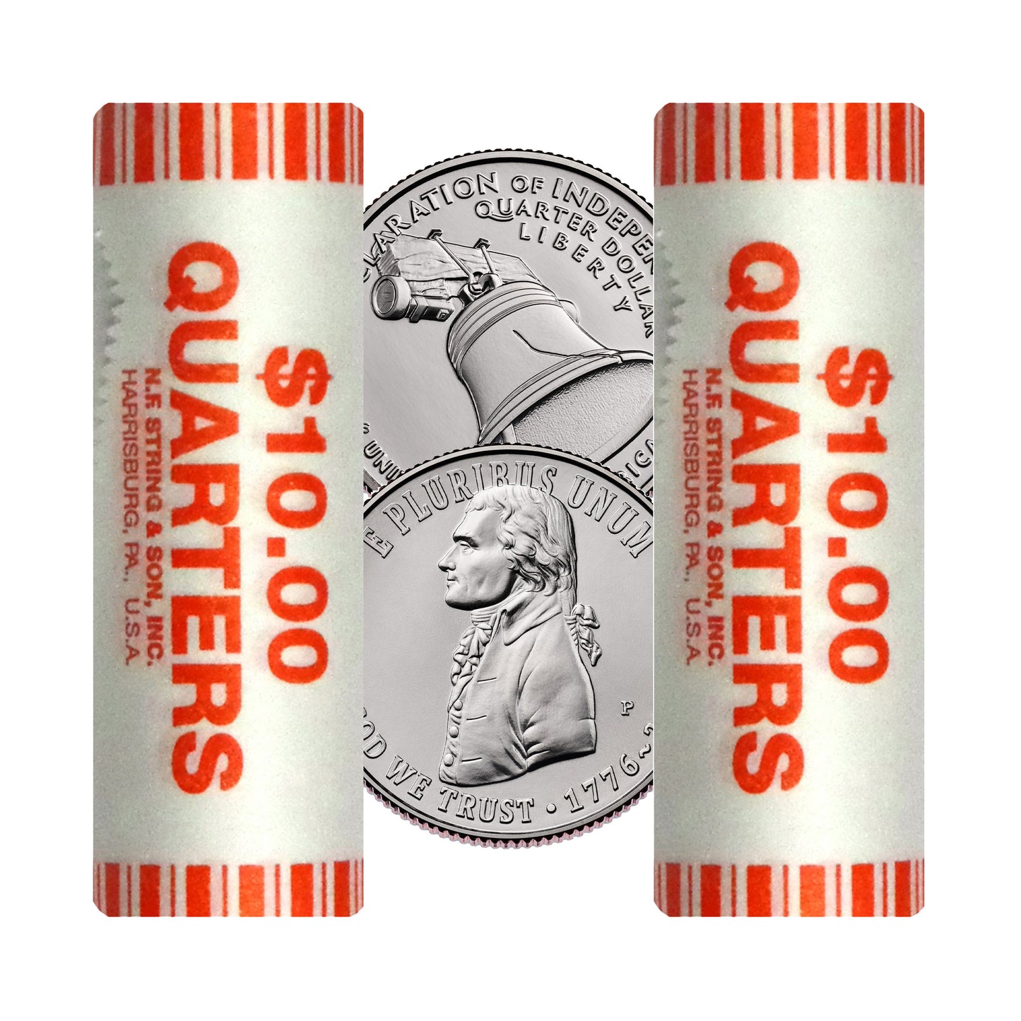 2026 - P and D Declaration of Independence Quarter Two 40 Coin Rolls Semiquincentennial Coin Collection SemiQ