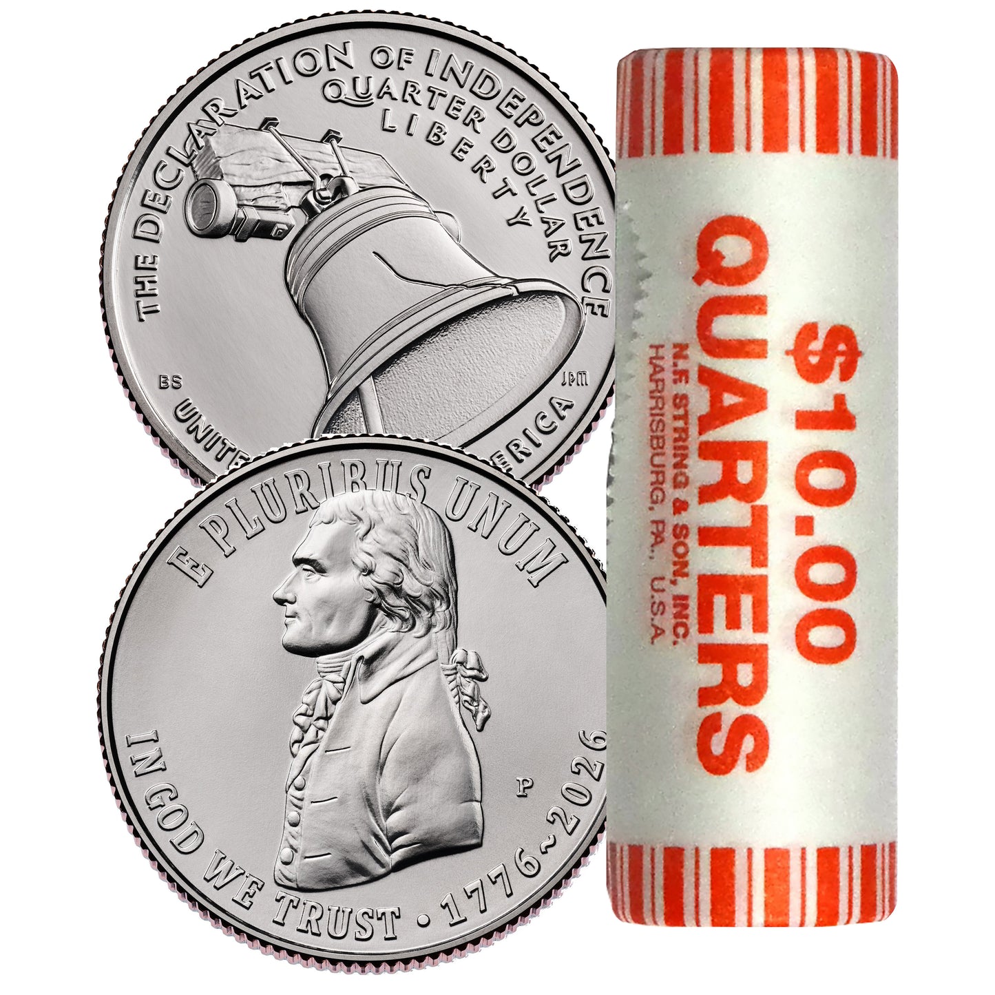 2026-P Declaration of Independence Quarter 40-Coin BU Roll – Philadelphia Mint | 1776–2026 America 250