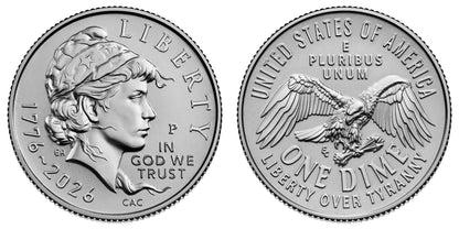 2026 P, D - Dual Dated 1776 - 2026 Emerging Liberty Dime 2 Coin Set Semiquincentennial Coin Collection SemiQ