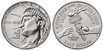 2026 - D Enduring Liberty Half Dollar 20-Coin Roll Uncirculated