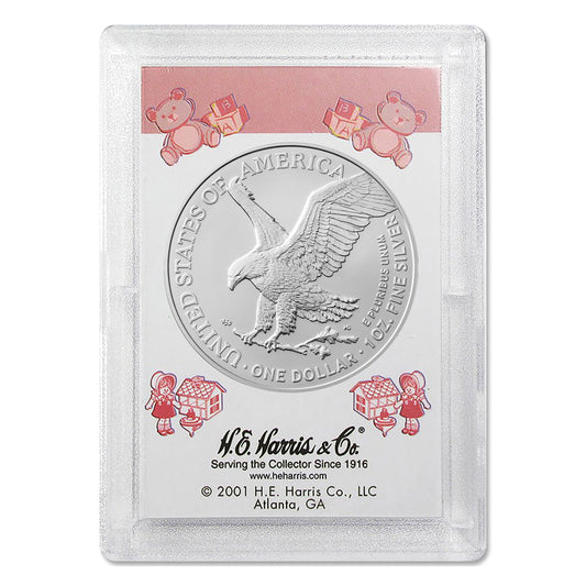 2026 American Silver Eagle BU - "It's a Girl" Gift Holder - .999 Fine Silver