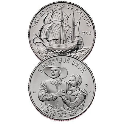 2026 - P and D Mayflower Compact Quarter 2 Coin Set Semiquincentennial Coin Collection