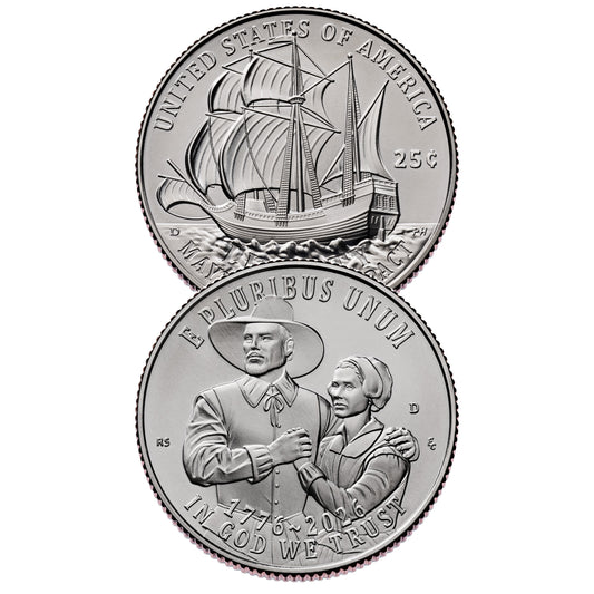 2026 - P and D Mayflower Compact Quarter 2 Coin Set Semiquincentennial Coin Collection