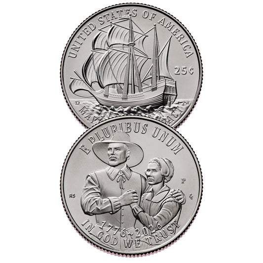 2026 - P and D Mayflower Compact Quarter 2 Coin Set Semiquincentennial Coin Collection