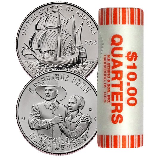 2026 - D Mayflower Compact Quarter 40 Coin Roll Semiquincentennial Coin Collection SemiQ