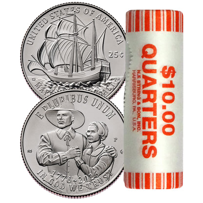2026 - P Mayflower Compact Quarter 40 Coin Roll Semiquincentennial Coin Collection SemiQ