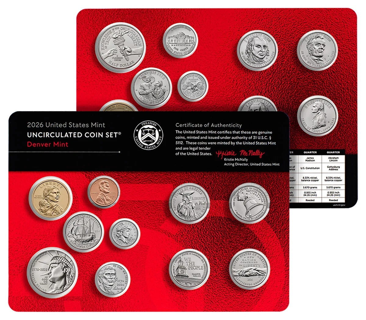Presale! 2026 P&D U.S. Mint Uncirculated 20-Coin Mint Set - Dual Dated 1776-2026 Semiquincentennial Penny Included